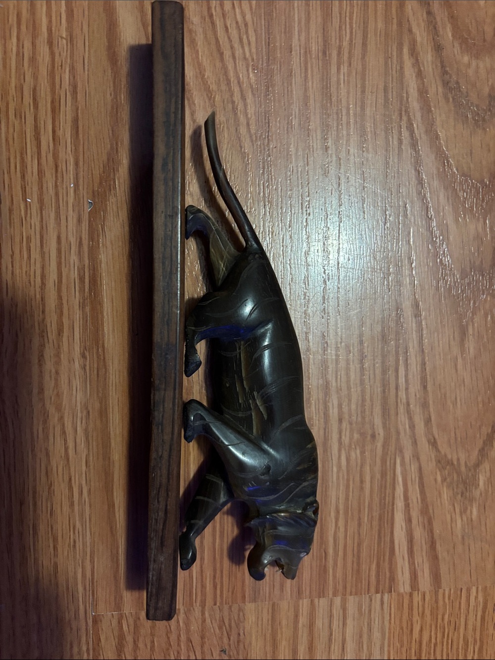 Vintage Carved Wooden panther Figurine - Dark Brown